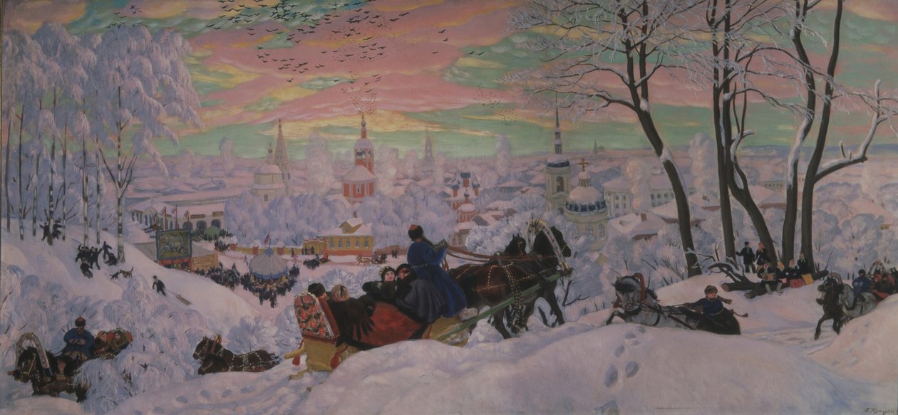 Húshagyó, 1916 alkotó: Boris Mikhailovich Kustodiev