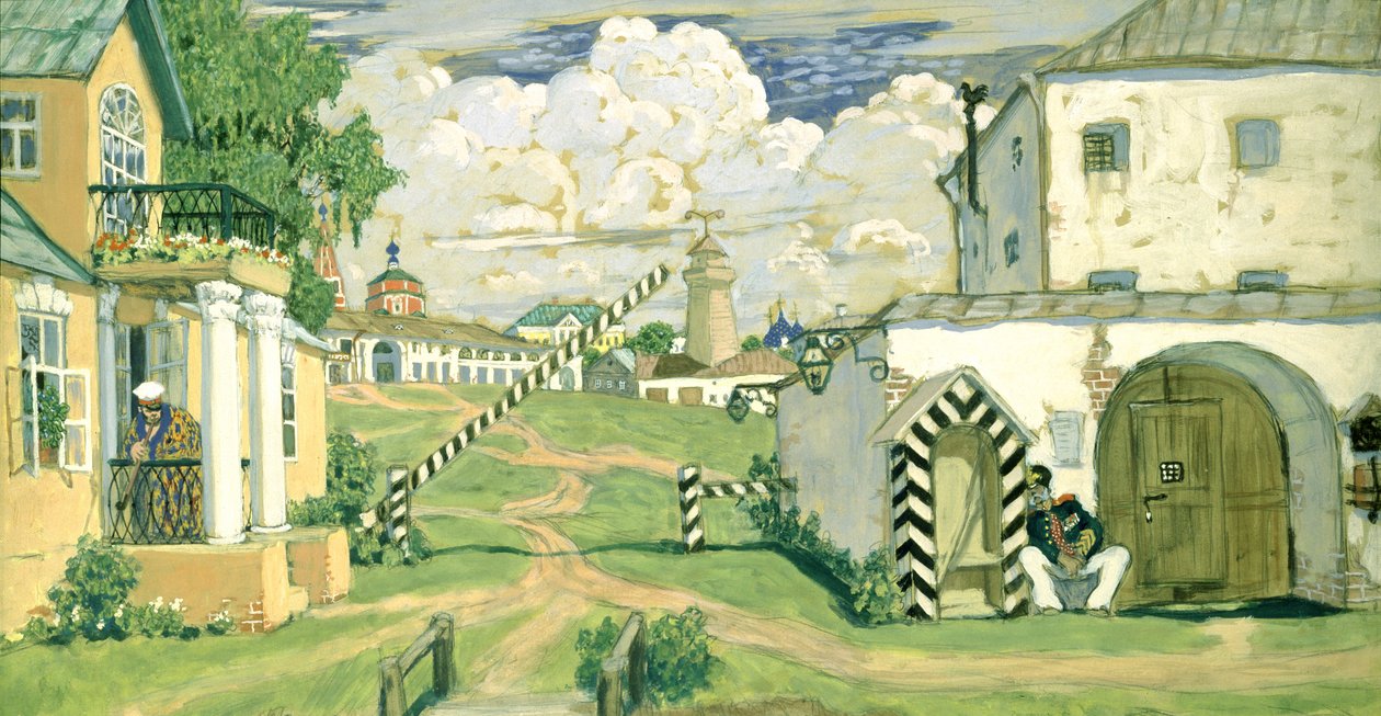 Színpadterv Alekszandr Osztrovszkij „A tüzes szív” című drámájához, 1911 (gouache és tempera kartonon) alkotó: Boris Mikhailovich Kustodiev
