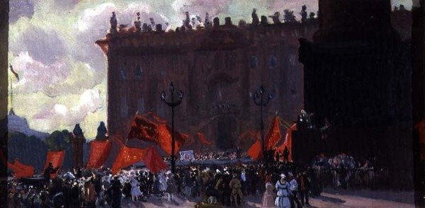 Tanulmány a Komintern második kongresszusának megnyitójának megünneplésére a petrográdi Uritszkij téren, 1921. július 19-én (lásd: 91240) alkotó: Boris Mikhailovich Kustodiev