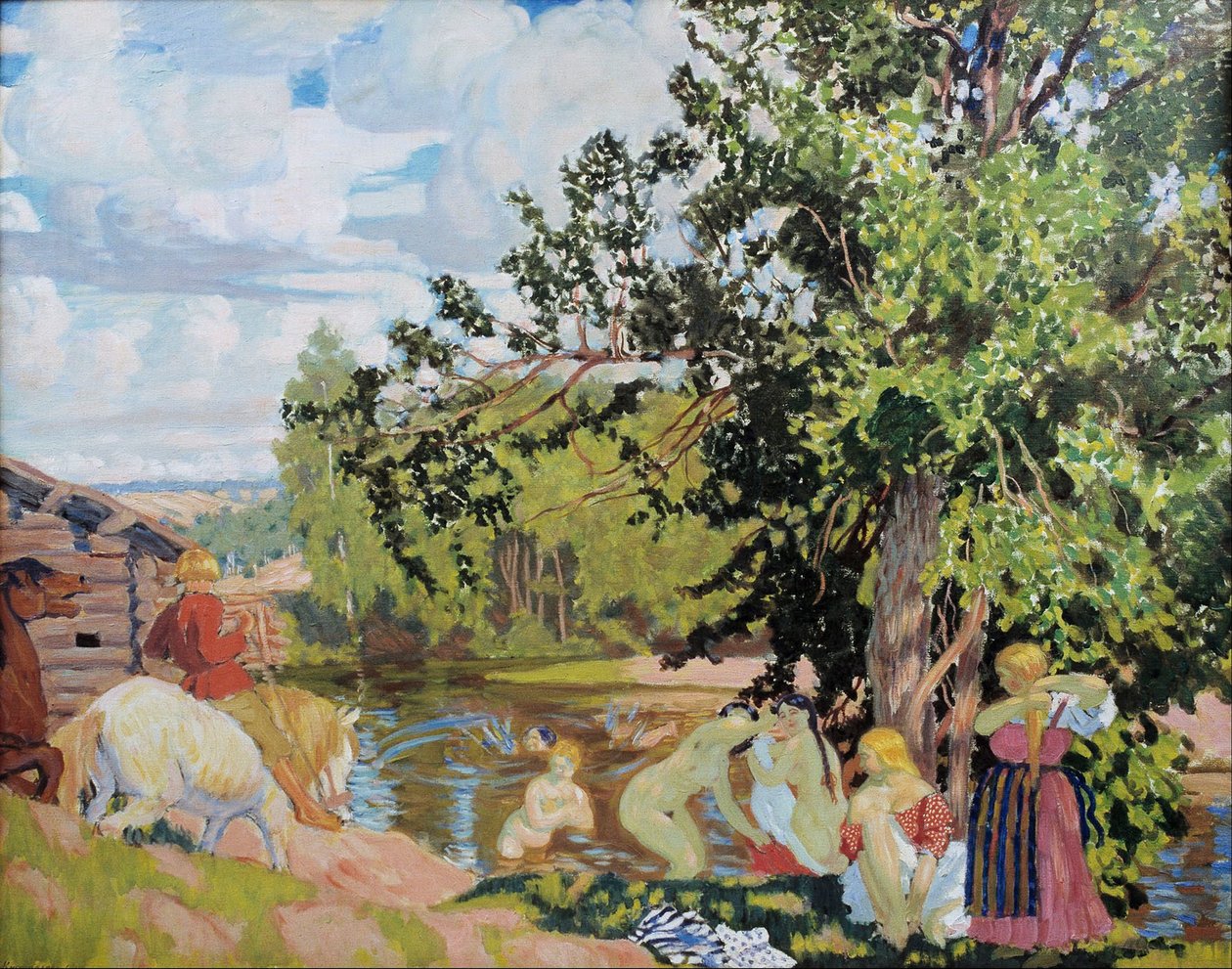 A fürdő, 1910 alkotó: Boris Mikhailovich Kustodiev