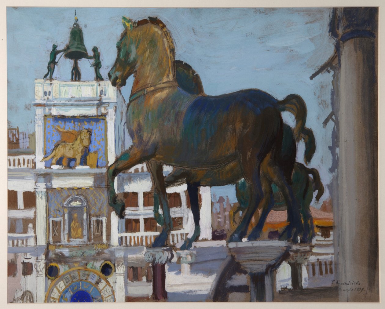 San Marco lovai, 1907 alkotó: Boris Mikhailovich Kustodiev