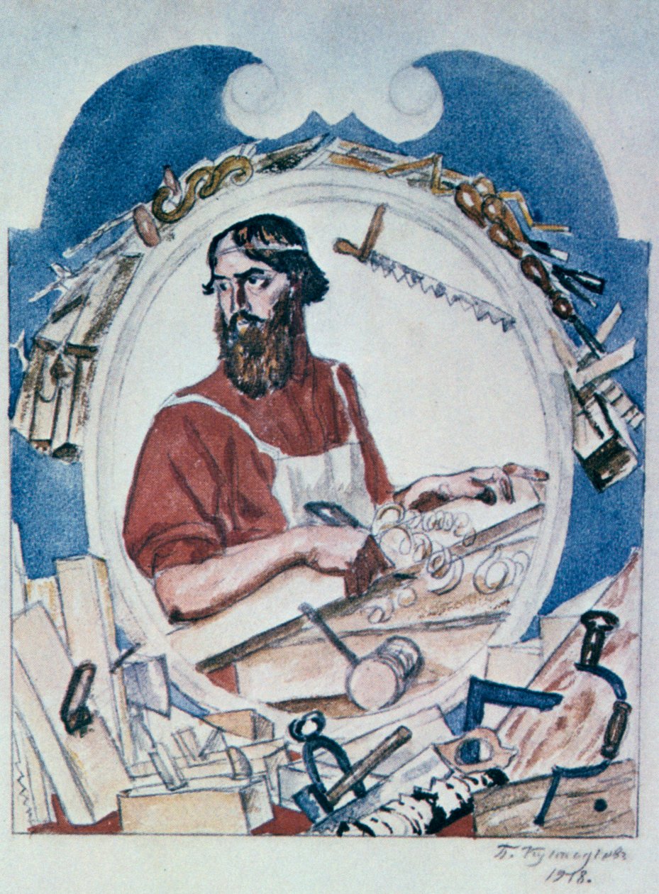Az ács, 1918. alkotó: Boris Mikhailovich Kustodiev
