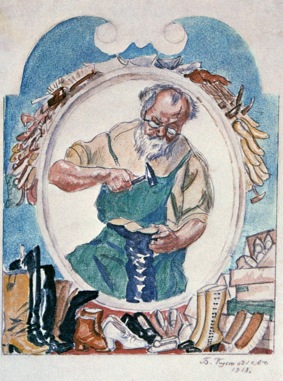 A suszter, 1918. alkotó: Boris Mikhailovich Kustodiev