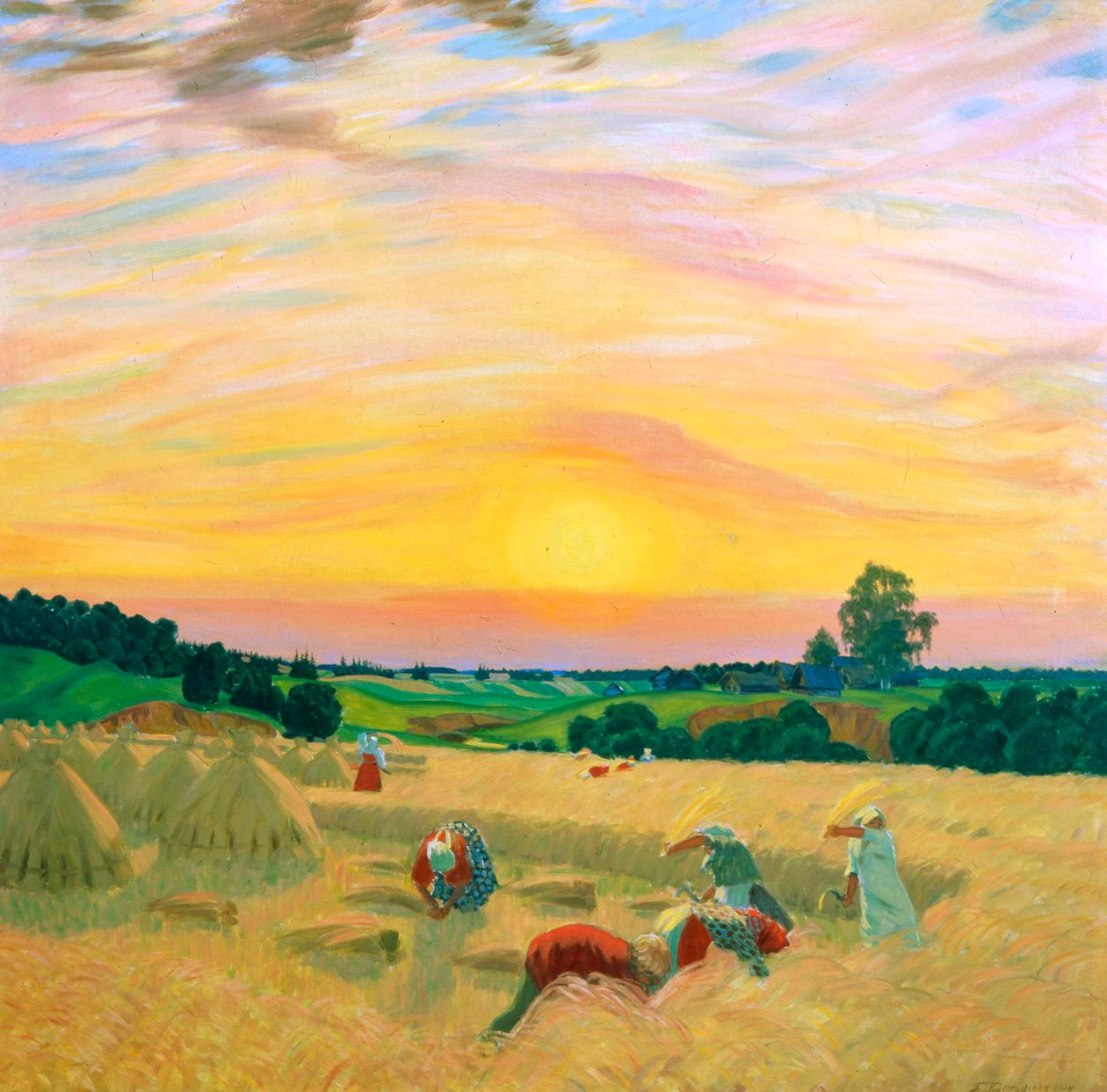 Az aratás, 1914. alkotó: Boris Mikhailovich Kustodiev
