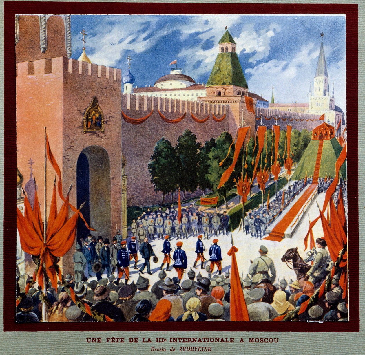 A Harmadik Internacionálé ünnepe Moszkvában A Harmadik Internacionálé (vagy Komintern vagy Kommunista Internacionálé) 1919.02.03-án alakult. Borisz Zvorykin (1872-1935) rajza. Társadalomtörténeti Intézet, Montreuil alkotó: Boris Vasilievich Zvorykin