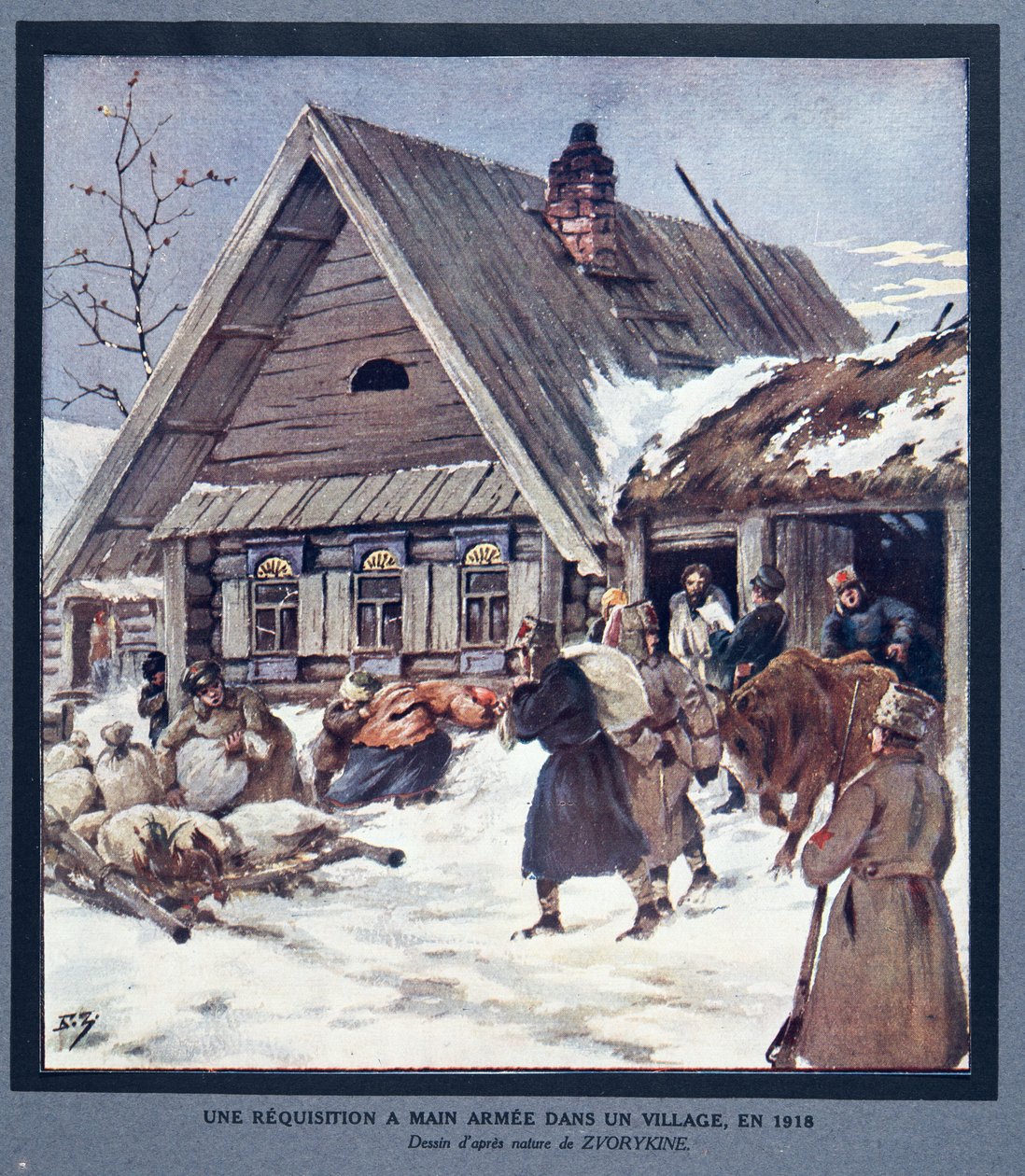 Fegyveres erők beszerzési kellékei egy faluban alkotó: Boris Vasilievich Zvorykin