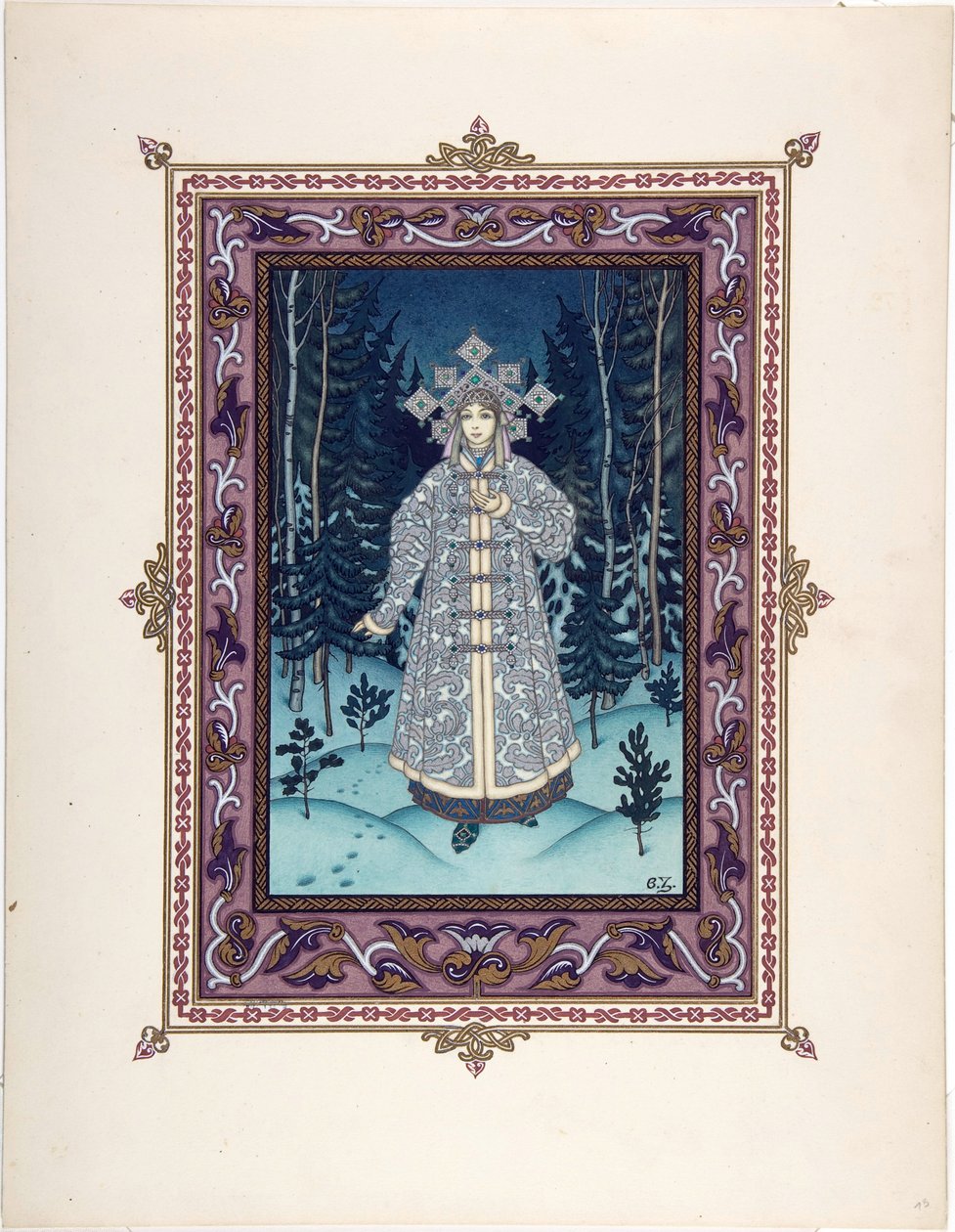 Snegourotchka (ou Snegourka, la Fille de neige) - Illusztráció a Snegurochka par Zvorykin meséhez, Borisz Vasziljevics (1872-1935 után), c. 1925 - Színes litográfia, 27,3x20,5 - Magángyűjtemény alkotó: Boris Vasilievich Zvorykin