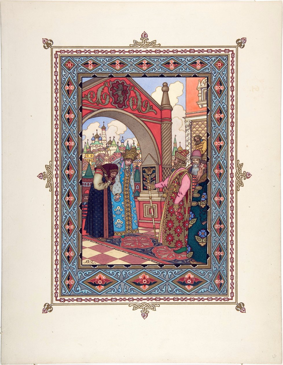 Vaszilissa la Belle (Vassilissa la tres Belle) - Illusztráció a Szépséges Vasziliza című meséhez par Zvorykin, Borisz Vasziljevics (1872-1935 után), c. 1925 - Színes litográfia, 27,3x20,5 - Magángyűjtemény alkotó: Boris Vasilievich Zvorykin