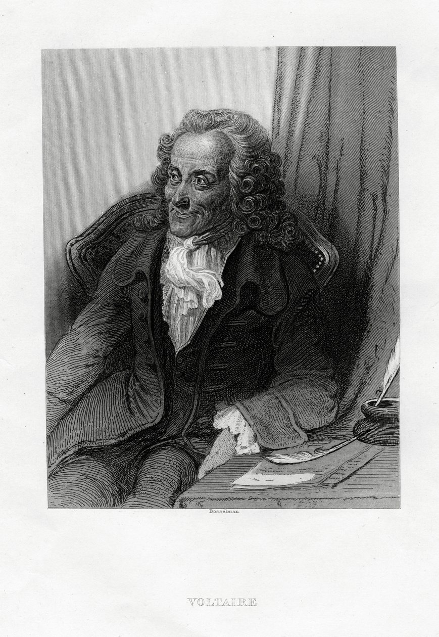 Voltaire francia felvilágosodás író, esszéista, deista és filozófus, 1884 alkotó: Bosselman
