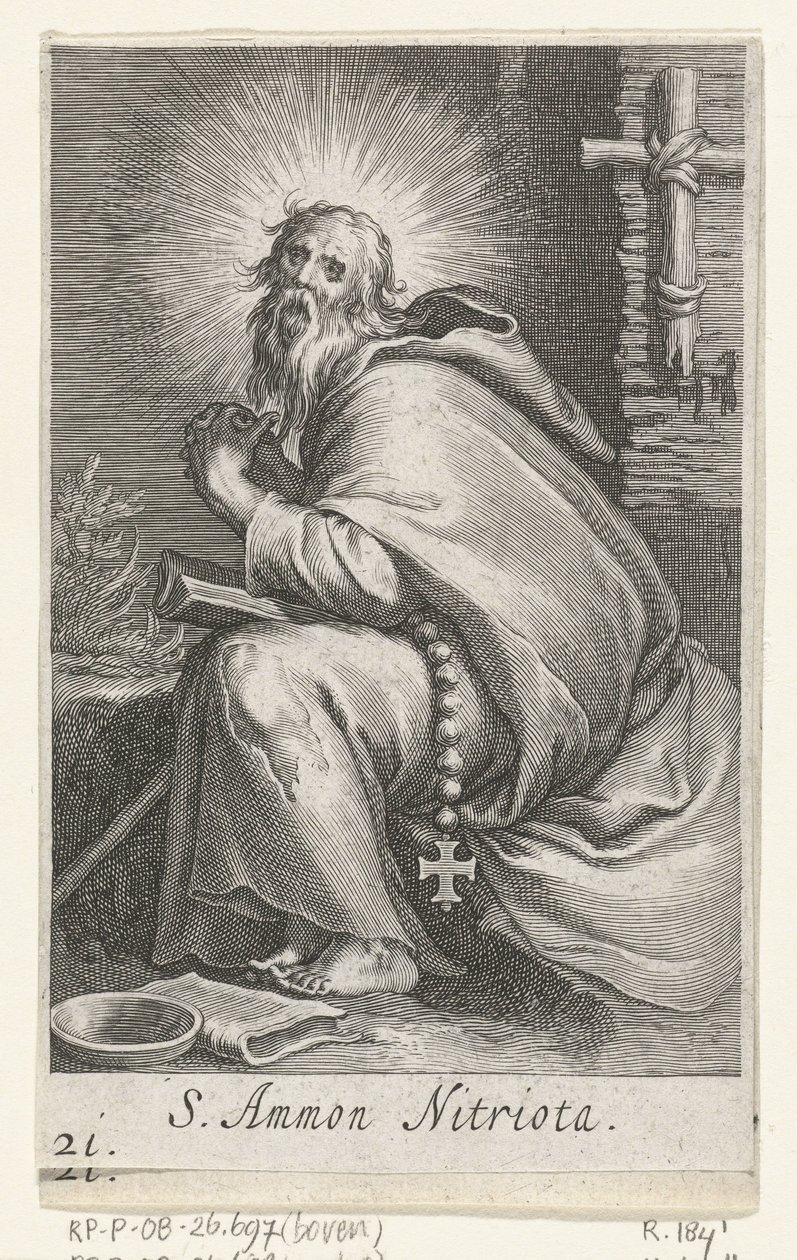 Nagy Szent Ammóniusz, mint remete S. Ammon Nitriota (cím az objektumon) Remeték (sorozat címe) Sacra eremvs ascetarvm (sorozat címe) alkotó: Boëtius Adamsz. Bolswert
