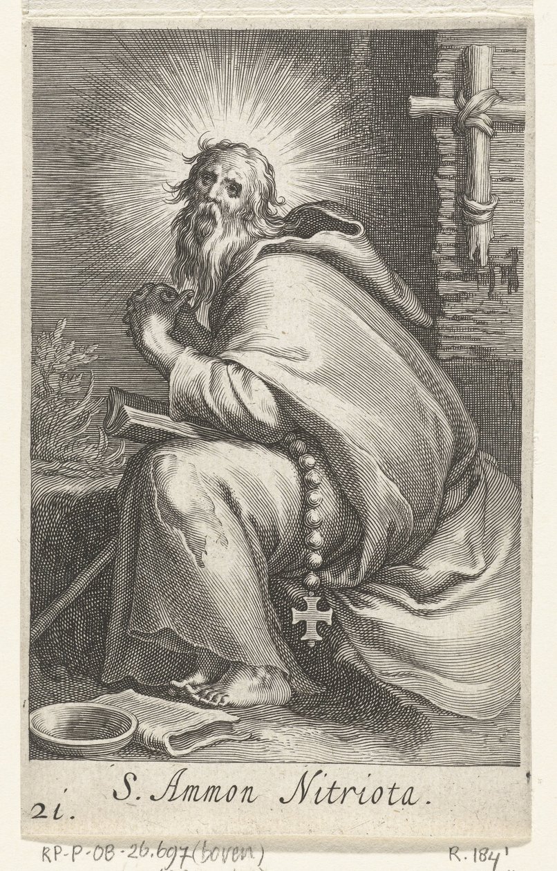 Nagy Szent Ammóniusz, mint remete S. Ammon Nitriota (cím az objektumon) Remeték (sorozat címe) Sacra eremvs ascetarvm (sorozat címe) alkotó: Boëtius Adamsz. Bolswert