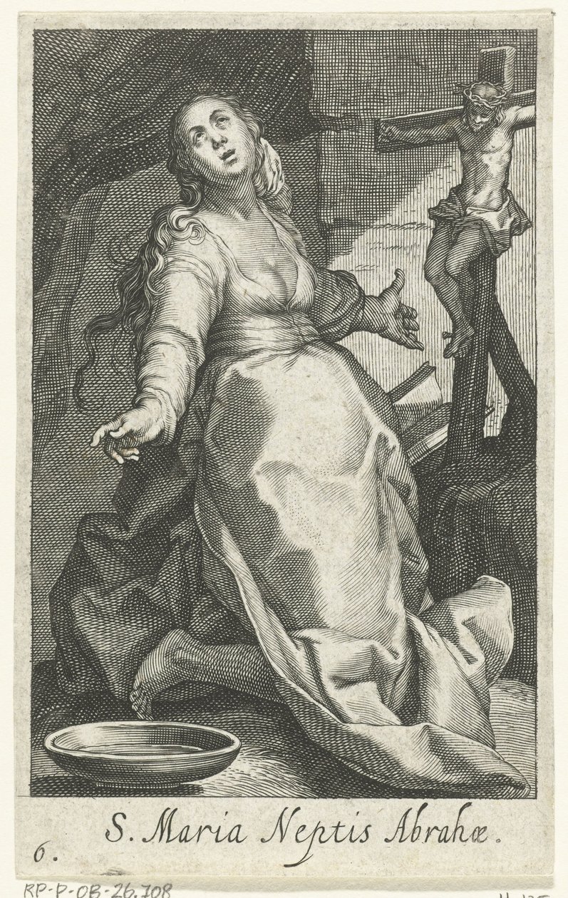 Heilige Maria als kluizenares Ábrahám Szent Mária unokaöccse (cím a tárgyon) Kluizenaressen (sorozat címe) Az aszkéták szent sivataga (sorozat címe) alkotó: Boëtius Adamsz. Bolswert