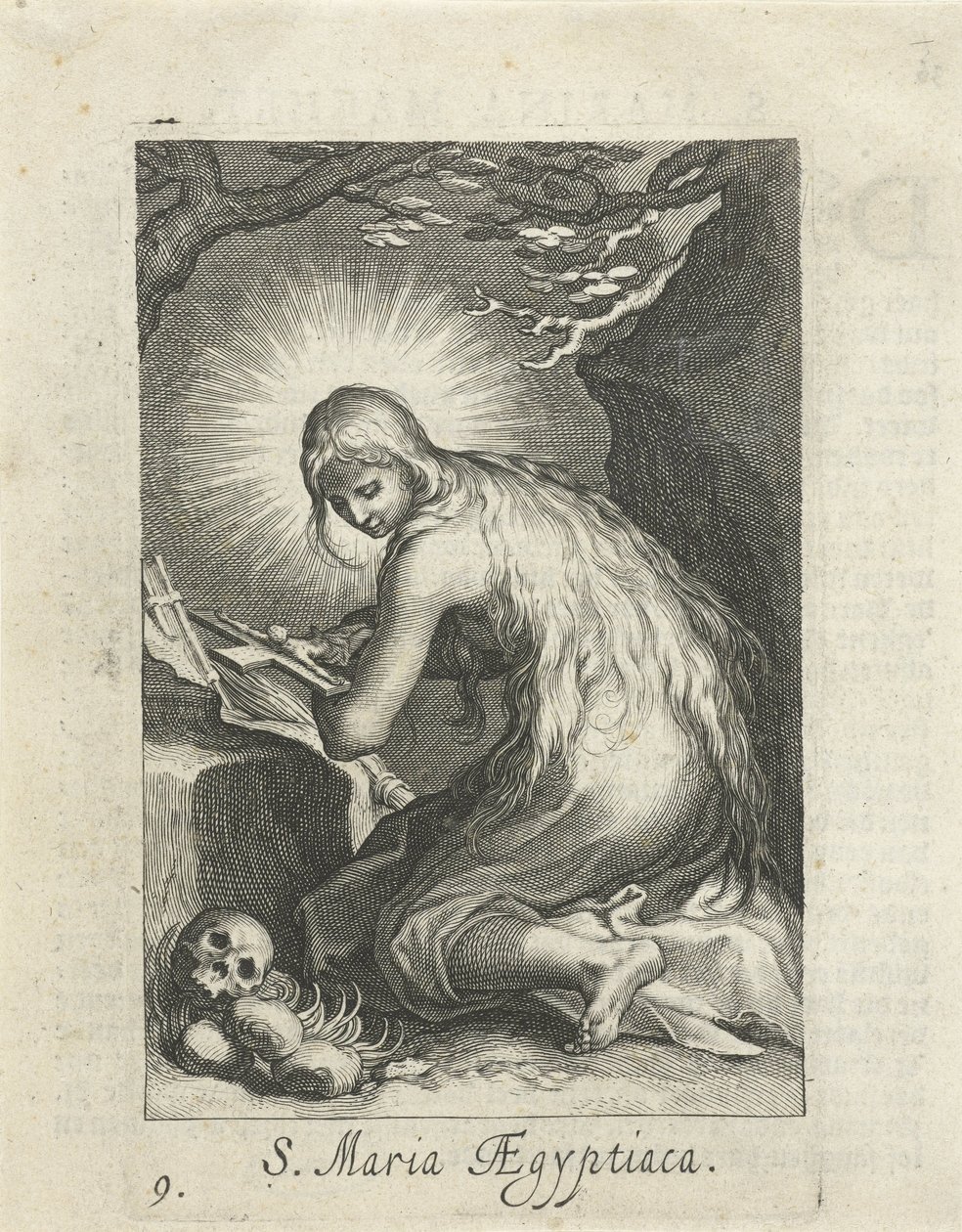 Egyiptomi Szent Mária remetenőként S. Maria Aegyptiaca (cím a tárgyon) Remetenők (sorozat címe) Sacra Eremus Ascetriarum (sorozat címe) alkotó: Boëtius Adamsz. Bolswert