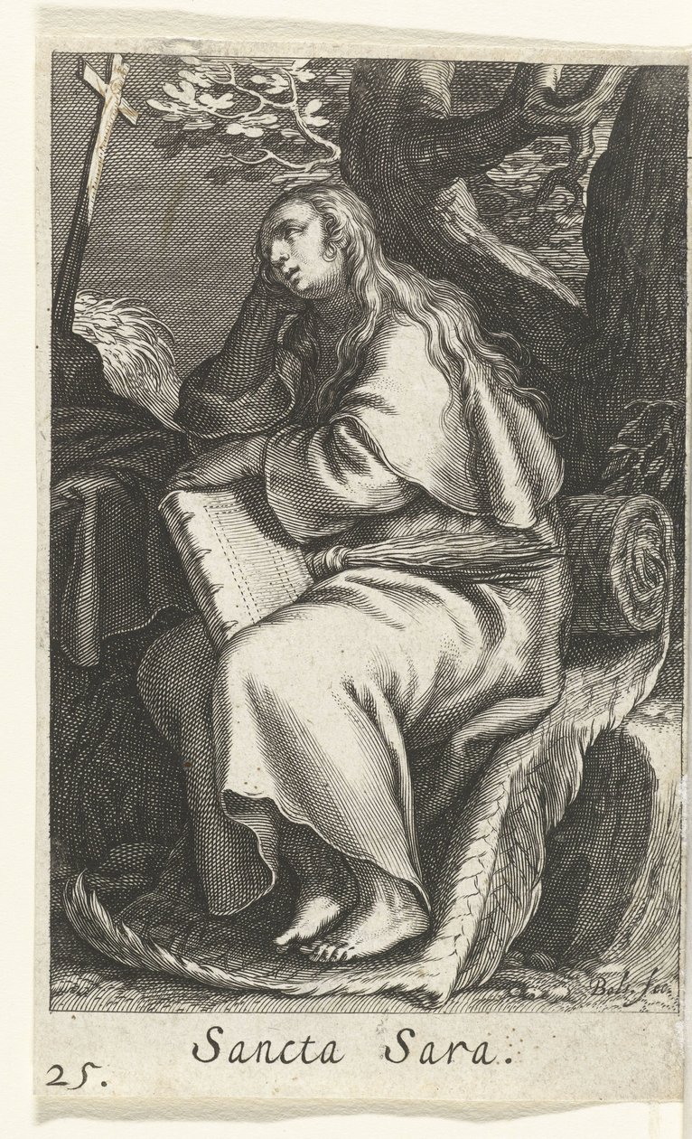 Líbiai Szent Sára Sancta Sara (cím a tárgyon) Remetenők (sorozat címe) Sacra Eremus Ascetriarum (sorozat címe) alkotó: Boëtius Adamsz. Bolswert