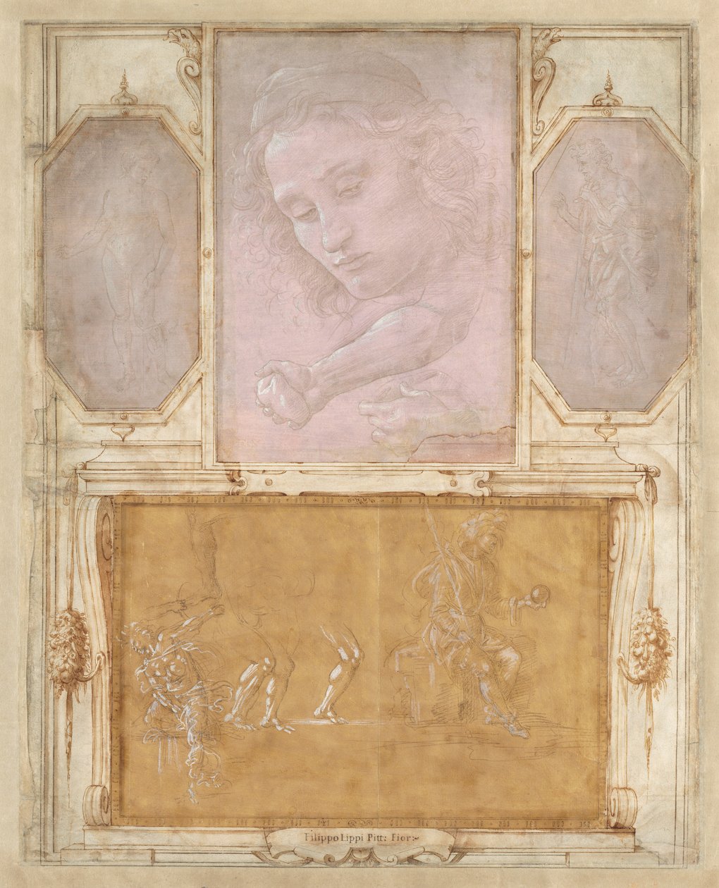 Oldal a "Rajzok könyvéből" alkotó: Botticelli Giorgio Vasari with drawings by Filippino Lippi and Raffaellino del Garbo