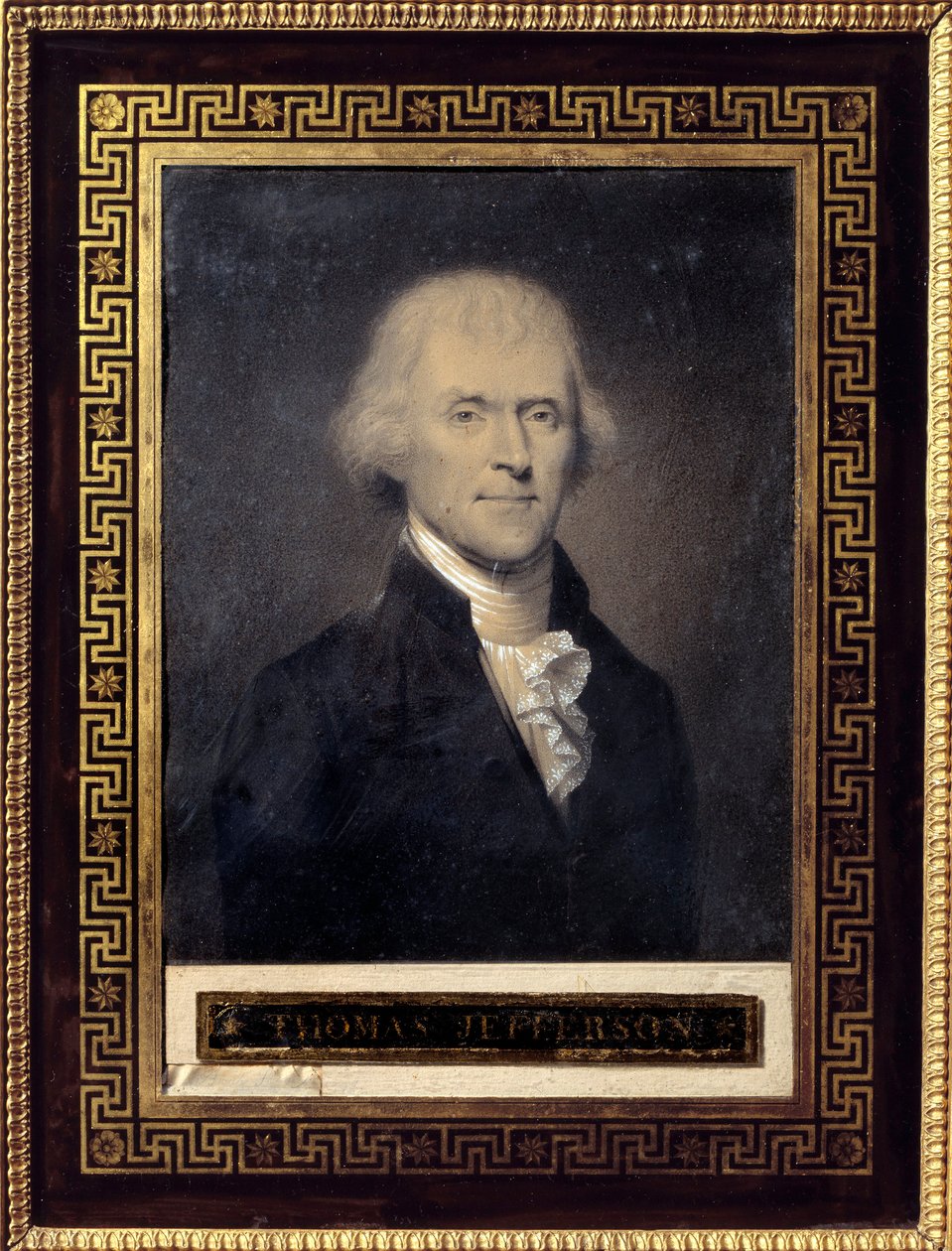 Thomas Jefferson (1743-1826) portréja, az Egyesült Államok elnöke 1801 és 1809 között - Bouch rajza (19. század), fekete kő, krétalap Méret: 0,25 x 0,20 m - Malmaison, Musee Du Chateau - Portré Thomas Jefferson (1743-1826) – Bouc rajza alkotó: Bouch