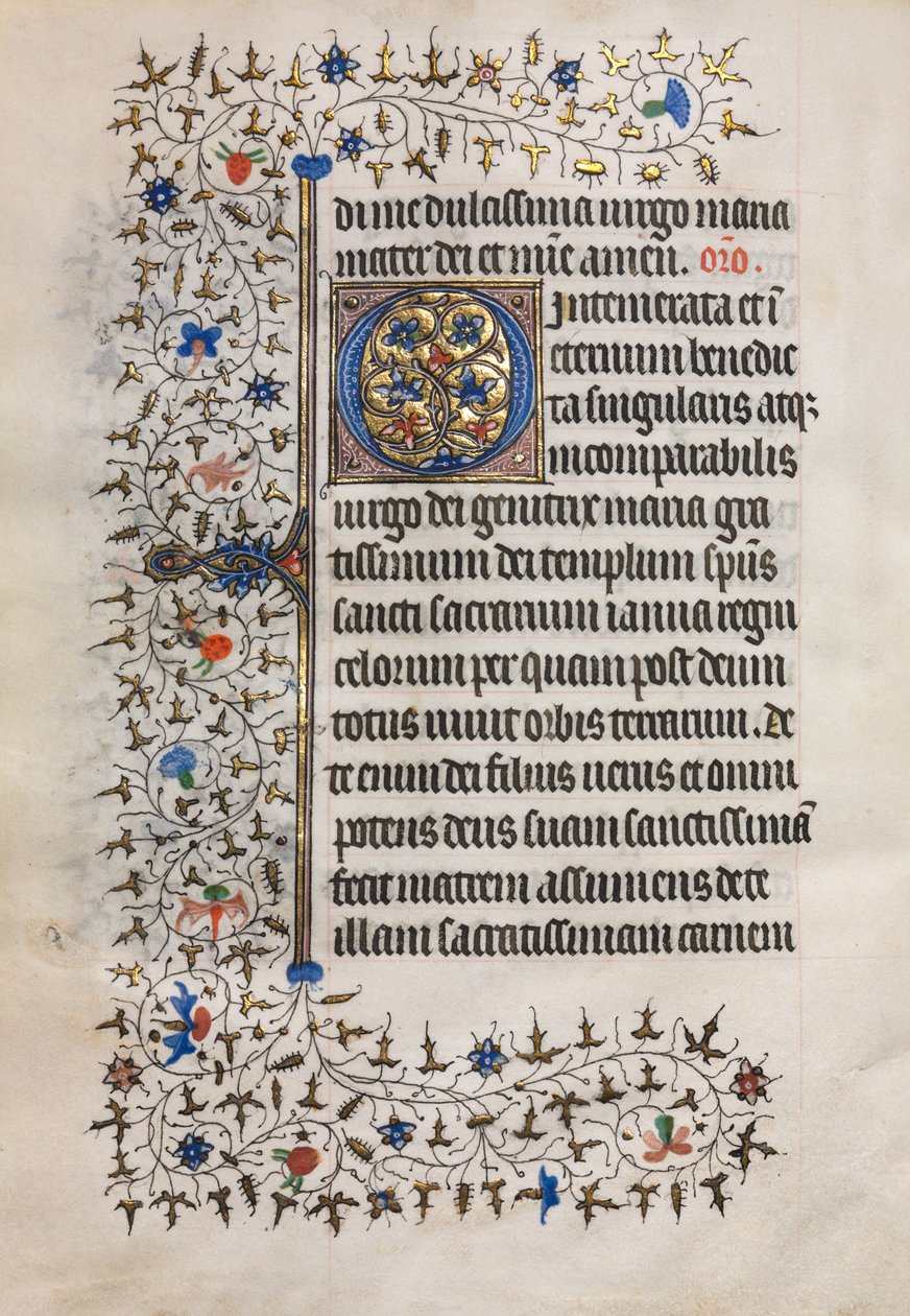 Órakönyv Párizs használata: Díszített iniciálé, c. 1420. alkotó: Boucicaut Master