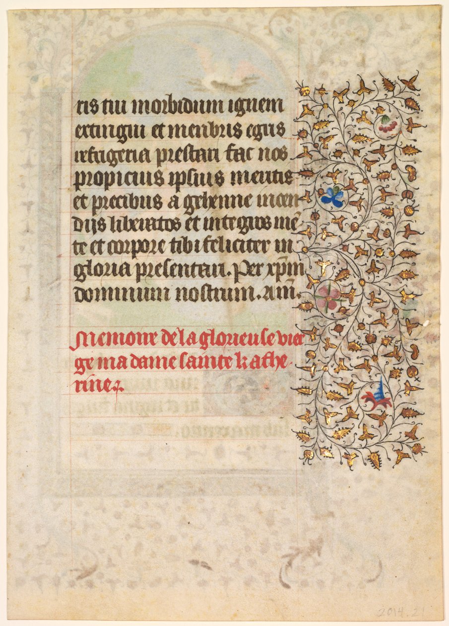 Levél egy órakönyvből: Szöveg verso, c. 1415. alkotó: Boucicaut Master