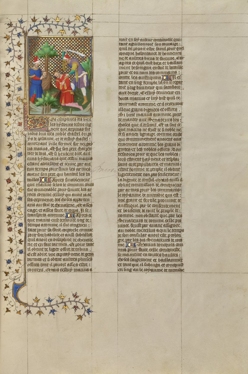 Marcus feje, amelyet Caius Mariusnak mutatnak, és Marius megölése alkotó: Boucicaut Master