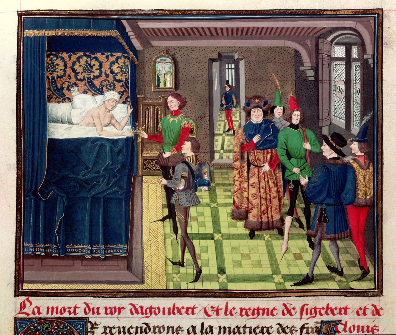 Ms 5089-90 I. Dagobert király halála (603-639 körül) David Aubert Chroniques des Empereurs-jéből, 1462 alkotó: Brabant School