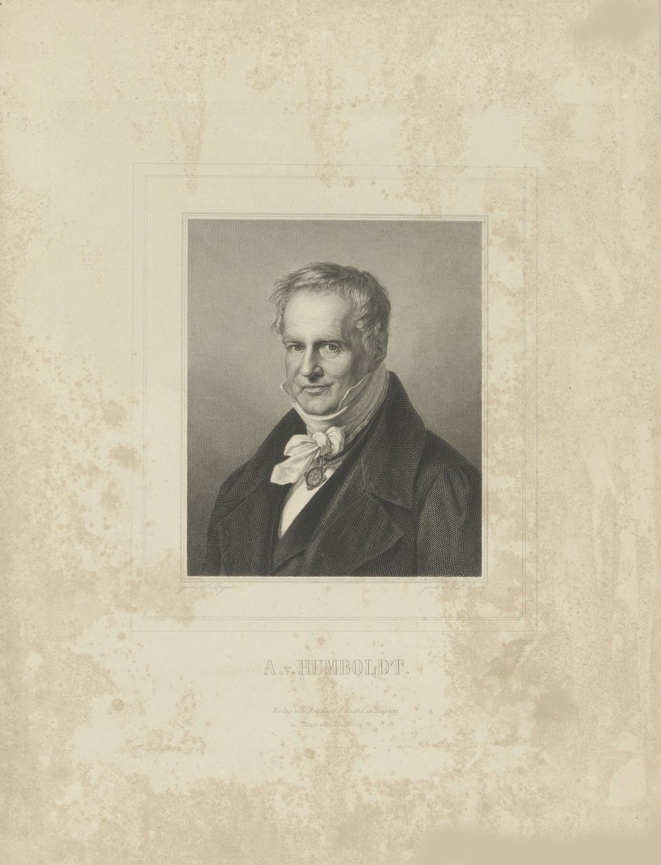 Alexander von Humboldt portréja 1769-1859, c. 1850 alkotó: Breitkopf and Härtel