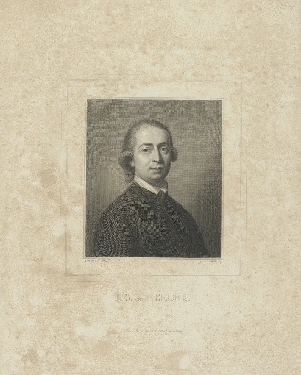 Johann Gottfried von Herder portréja 1744-1803, c. 1830-1840. alkotó: Breitkopf and Härtel