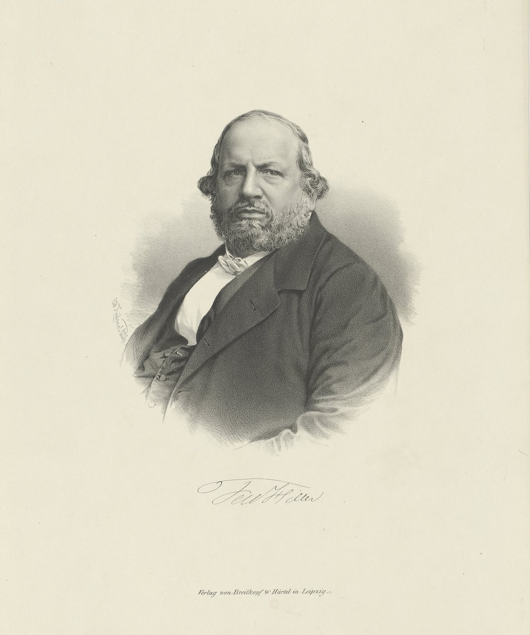 Ferdinand von Hiller zeneszerző portréja 1811-1885 , c. 1870. alkotó: Breitkopf and Härtel