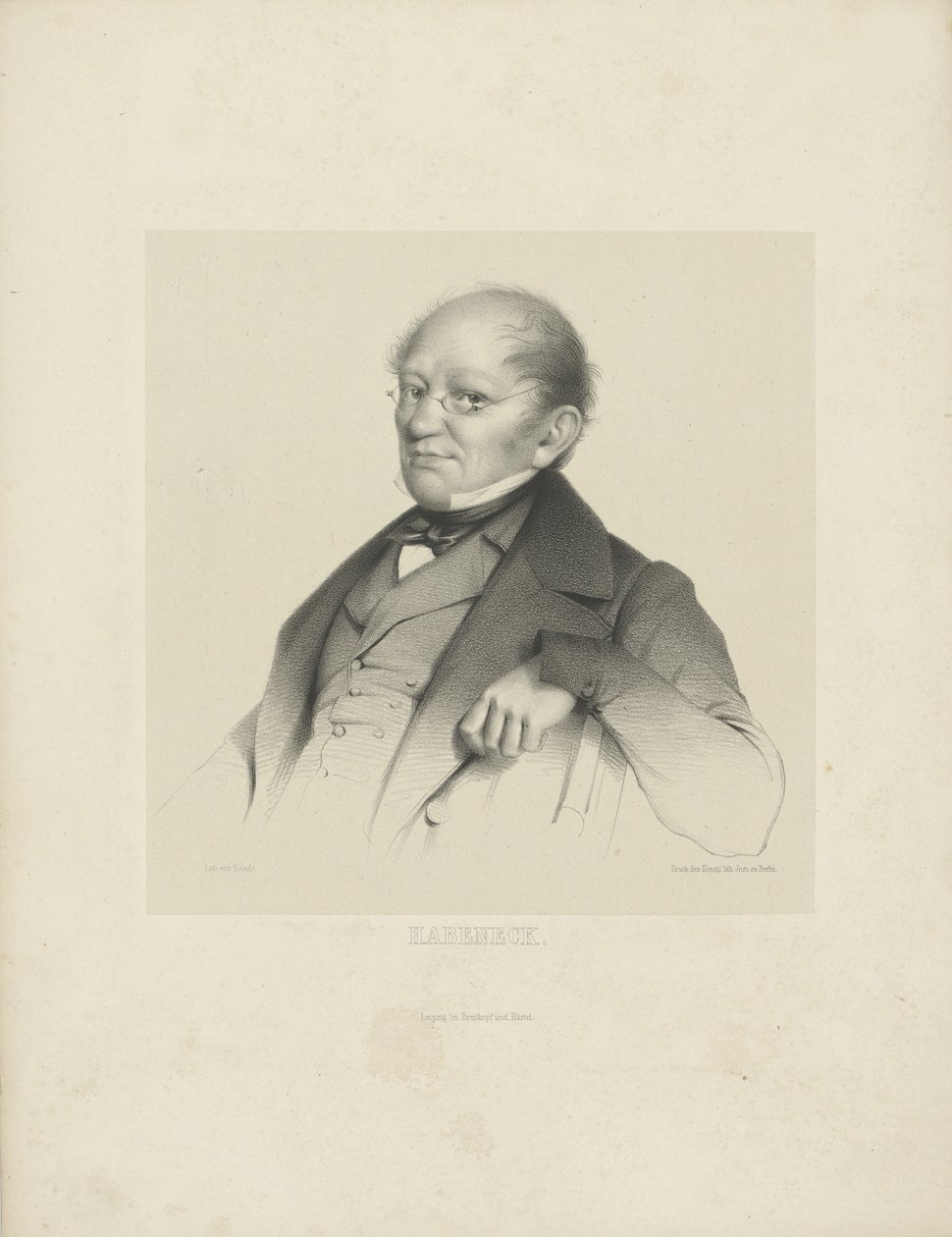 François Antoine Habeneck zeneszerző portréja 1781-1849, c. 1840. alkotó: Breitkopf and Härtel