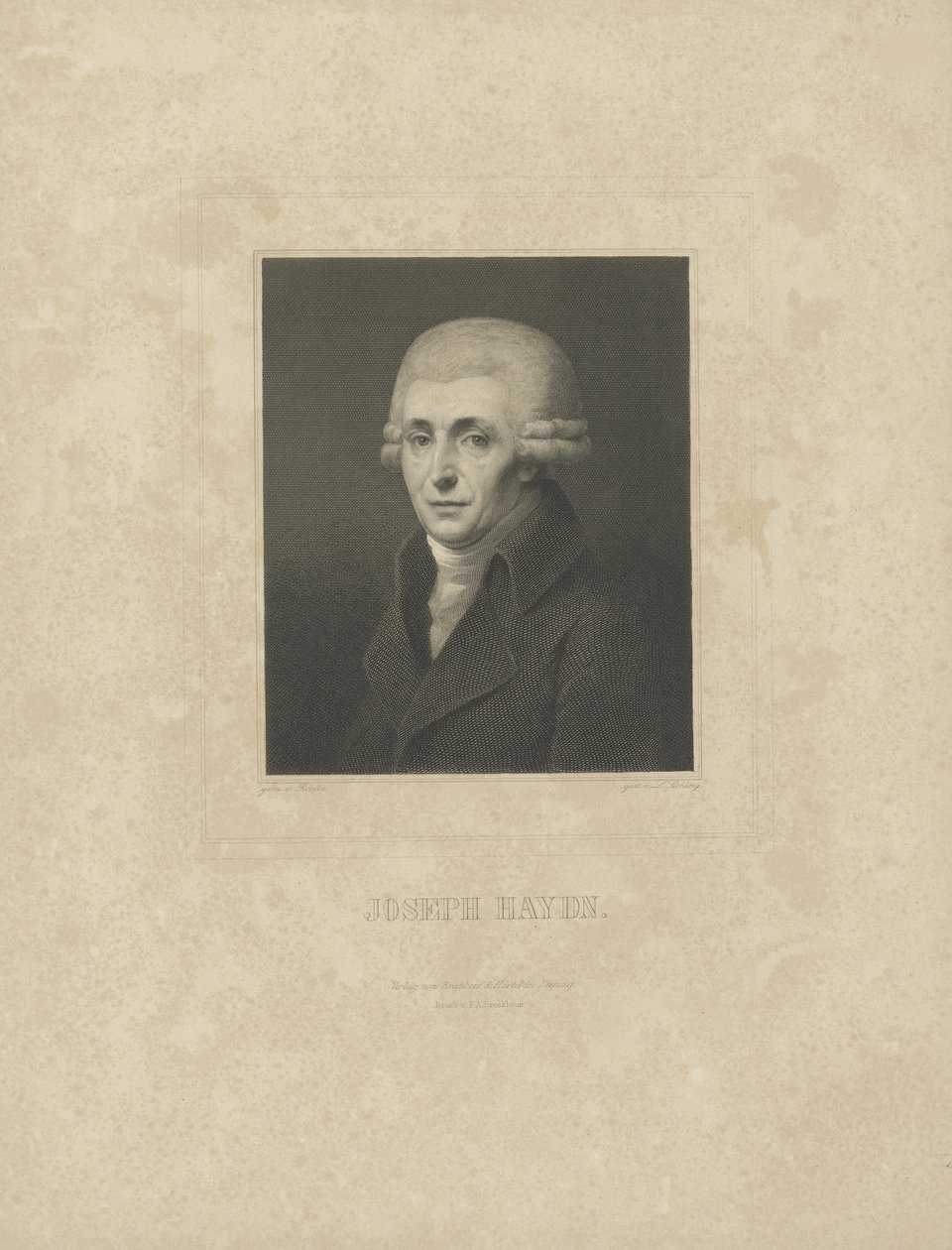 Joseph Haydn zeneszerző portréja 1732-1809, c. 1827. alkotó: Breitkopf and Härtel