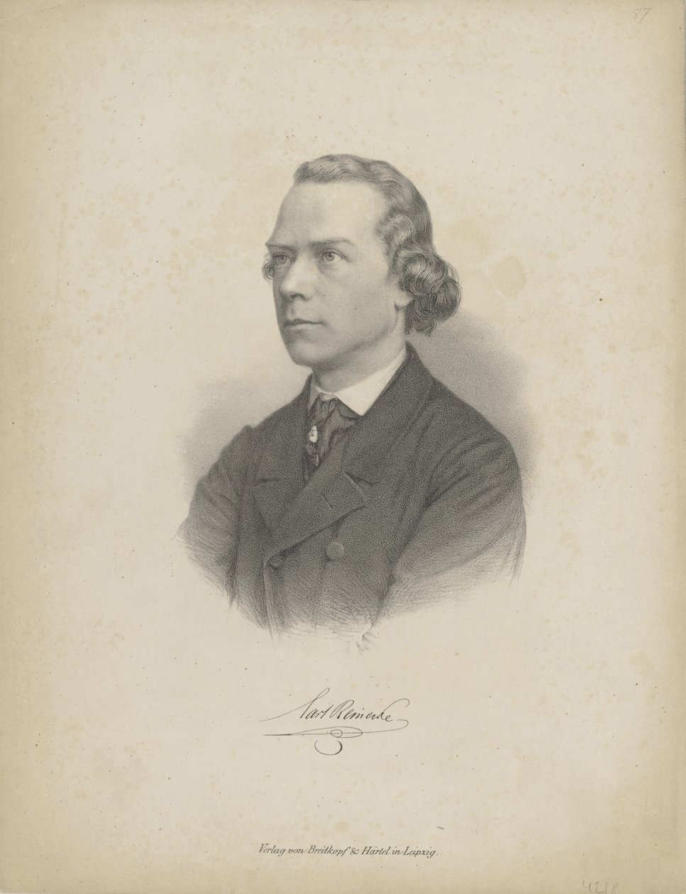 Carl Heinrich Carsten Reinecke zongoraművész és zeneszerző portréja 1824-1910 , c. 1850. alkotó: Breitkopf and Härtel