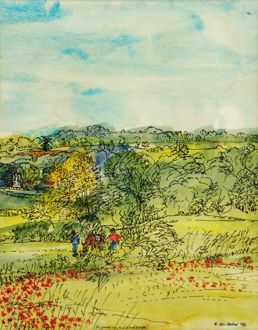 Fiúk lóval, 1986 (toll és tinta wc-vel papíron) alkotó: Brenda Brin Booker