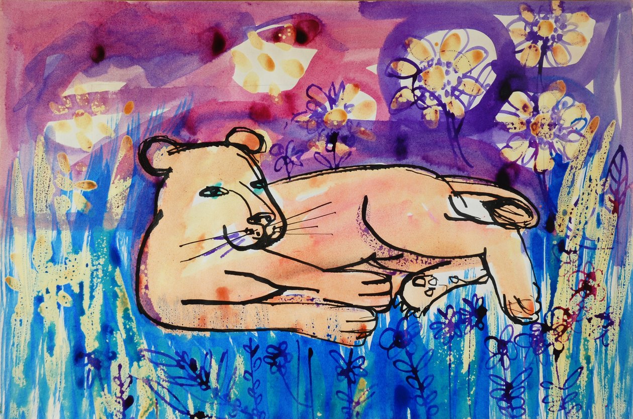 Lioness (akril poszterszín és színes tinták) alkotó: Brenda Brin Booker