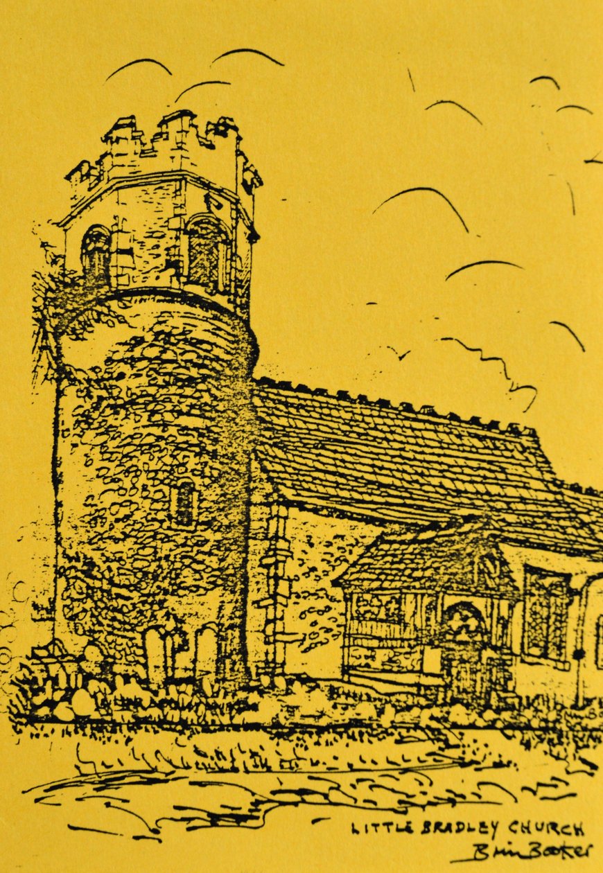 Little Bradley Church, Suffolk (tinta sárga papíron) alkotó: Brenda Brin Booker