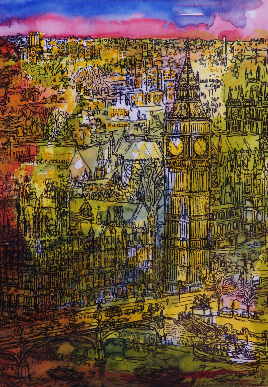 London, Westminster (toll és tinta WC-vel papíron) alkotó: Brenda Brin Booker
