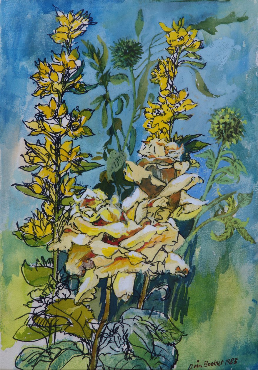 Yellow Rose and Loosestrife, 1983 (toll és tinta wc-vel, papíron) alkotó: Brenda Brin Booker