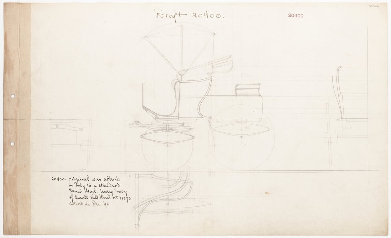 Munkarajz a Demi-Mail Phaeton számára, sz. 20400 alkotó: Brewster and Co.
