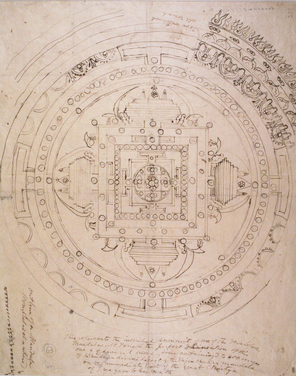 Mandala körvonala (toll és tinta papíron) alkotó: Brian Houghton Hodgson