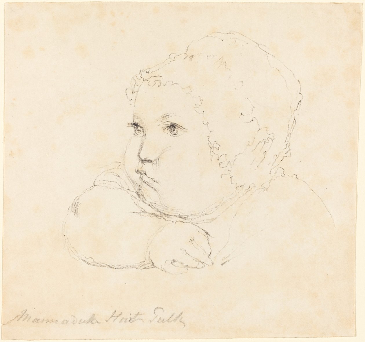 Egy sapkás gyerek feje alkotó: British 18th Century after John Flaxman