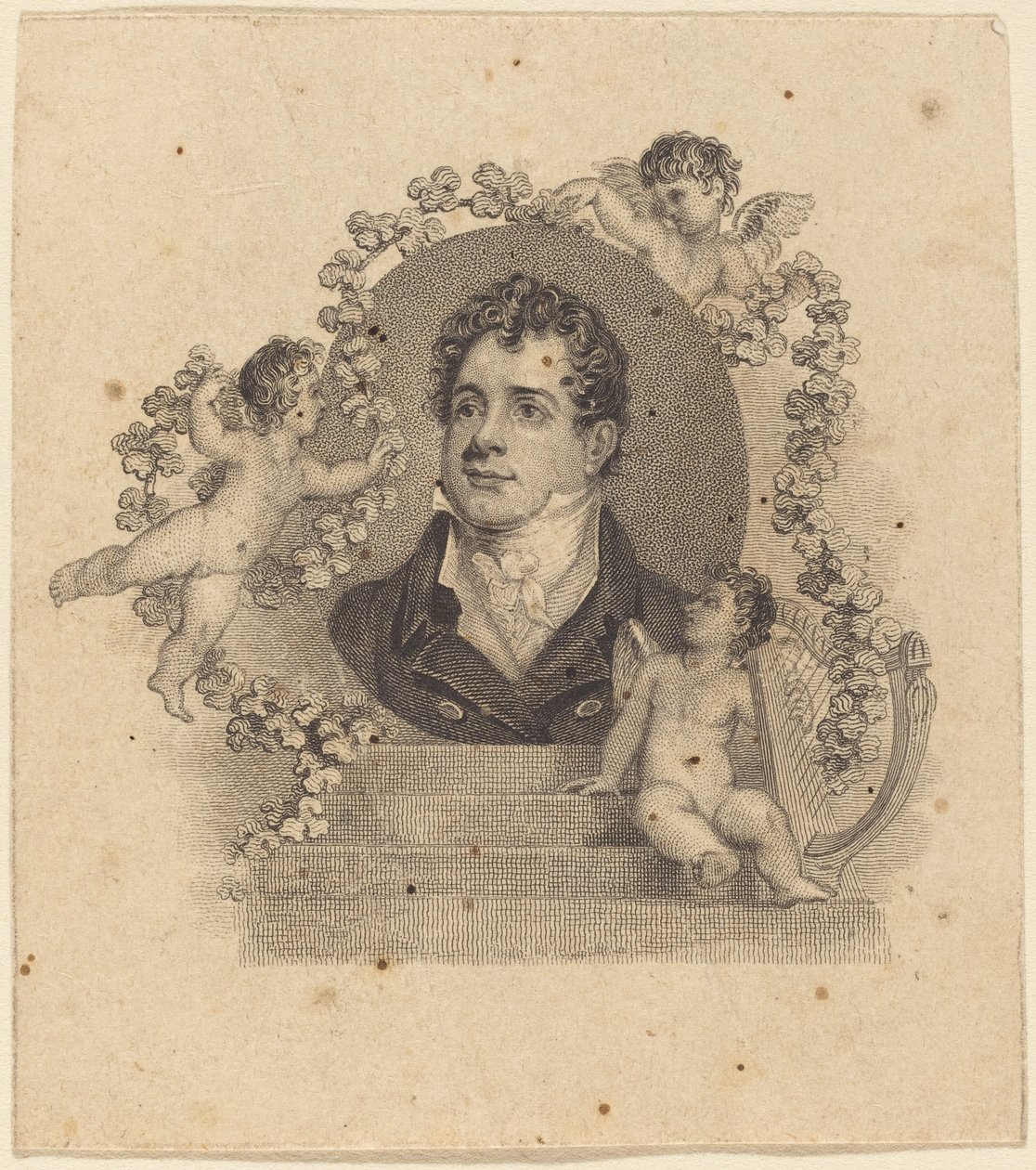 Egy fiatal úriember portréja, Ámorokkal körülvéve; Lord Byron? alkotó: British 19th Century