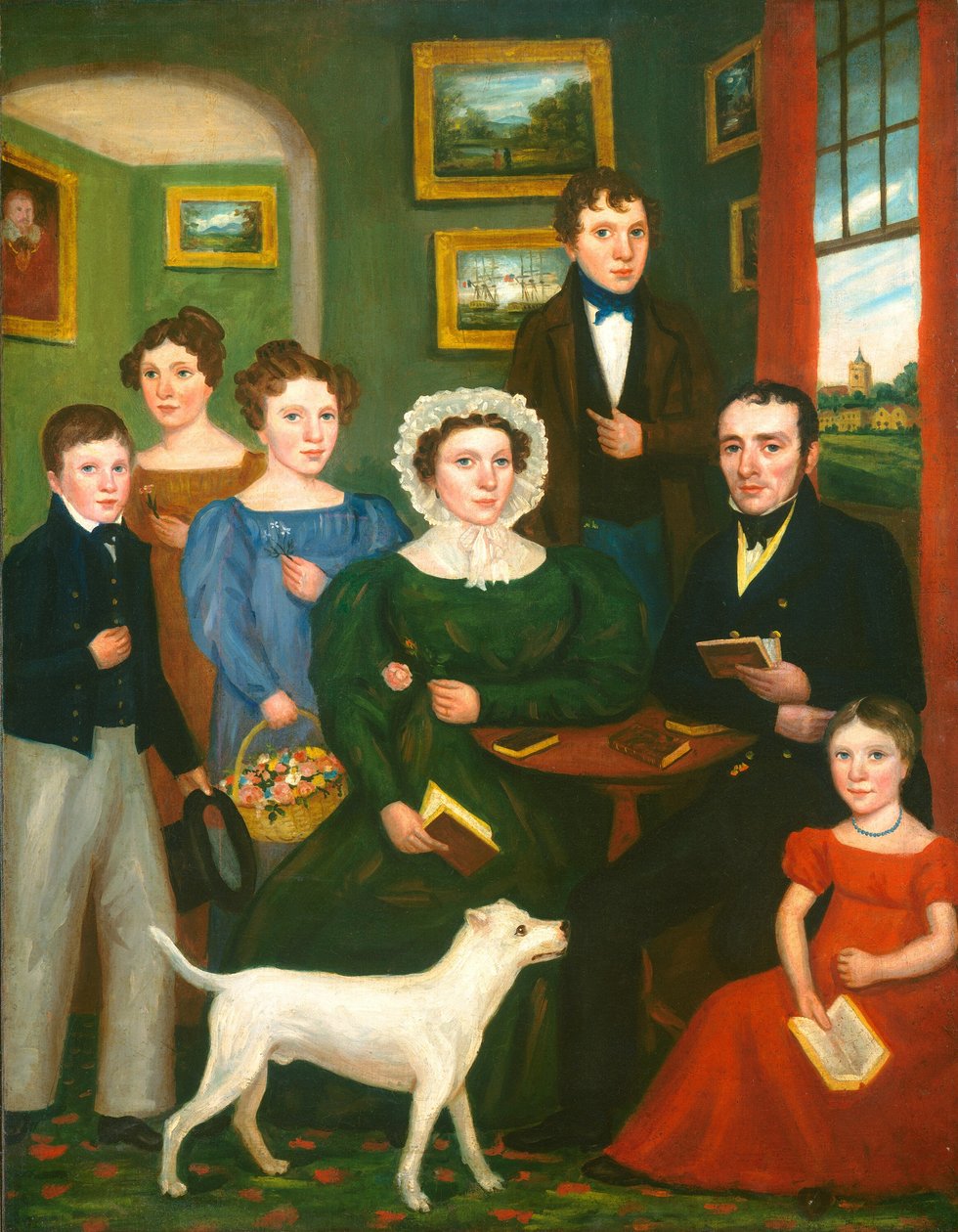 Egy ismeretlen család portréja terrierrel alkotó: British 19th Century