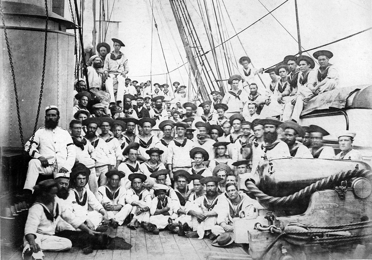 Társaság a HMS Eclipse fedélzetén, 1888 körül alkotó: British Photographer