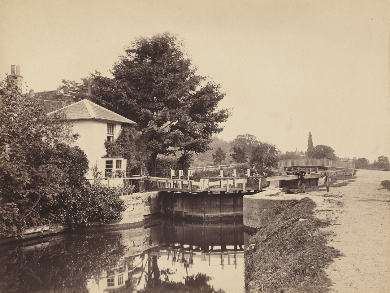 Zárőrház és zsilipkapuk,1850-es évek (fotó) alkotó: British Photographer