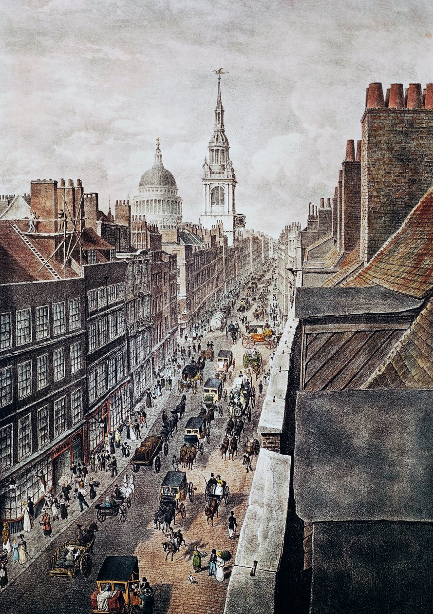 Cheapside Street Londonban, gravírozás, Anglia, Egyesült Királyság alkotó: British School