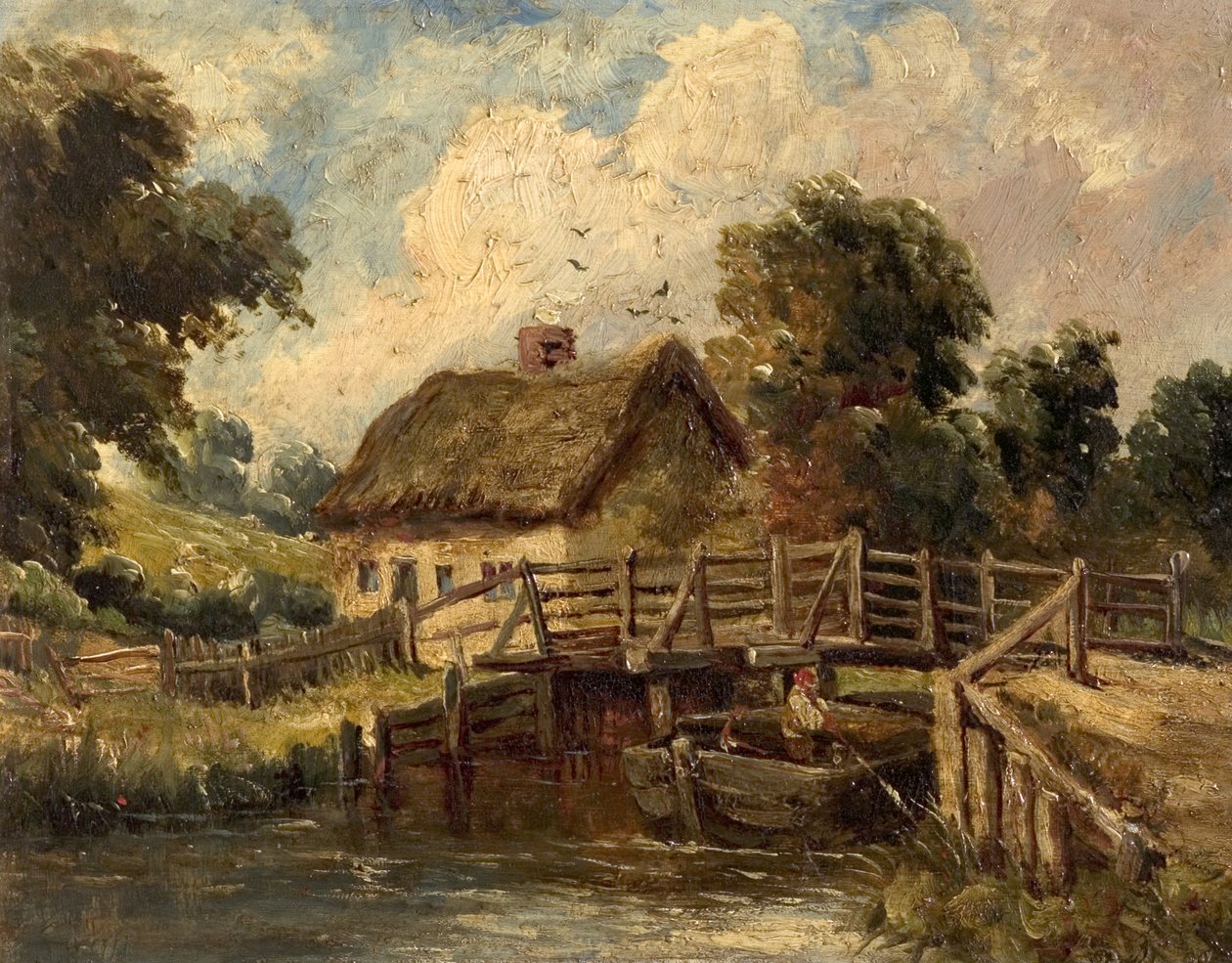 Víkendház East Bergholt közelében, Suffolk (olaj, vászon) alkotó: British School