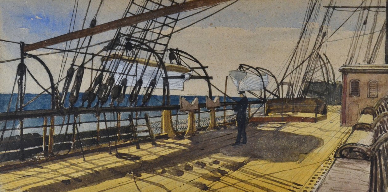 A Royal Steam Packet Line S S Don fedélzete Demerarába, felirattal, 1880-90 körül (akvarell) alkotó: British School
