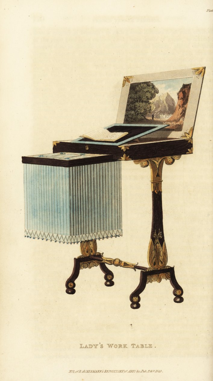 Elegáns női munkaasztal, Regency korszak alkotó: British School