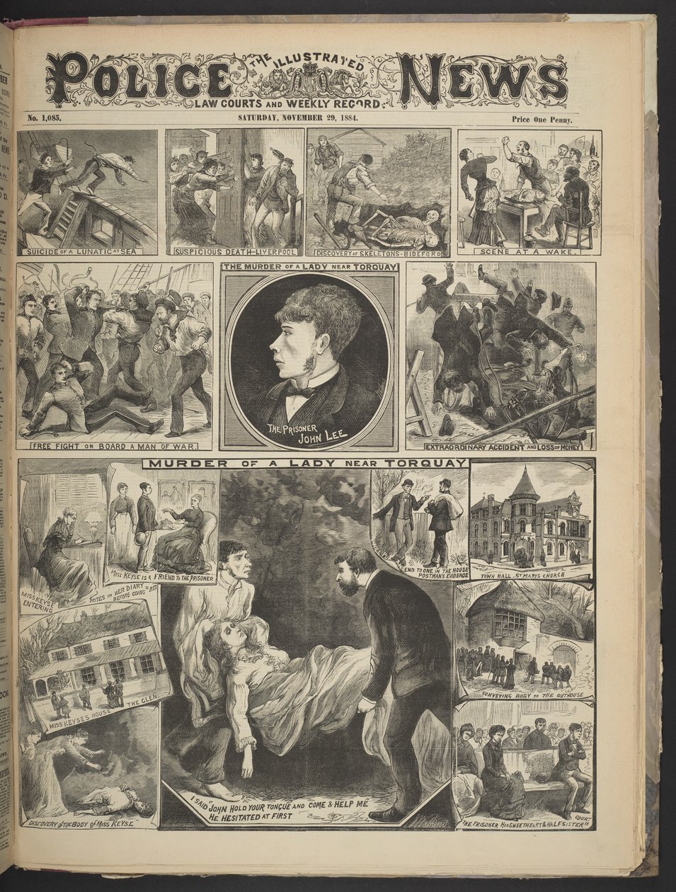 Az Illustrated Police News első borítója, 1884. november 29. (litho) alkotó: British School
