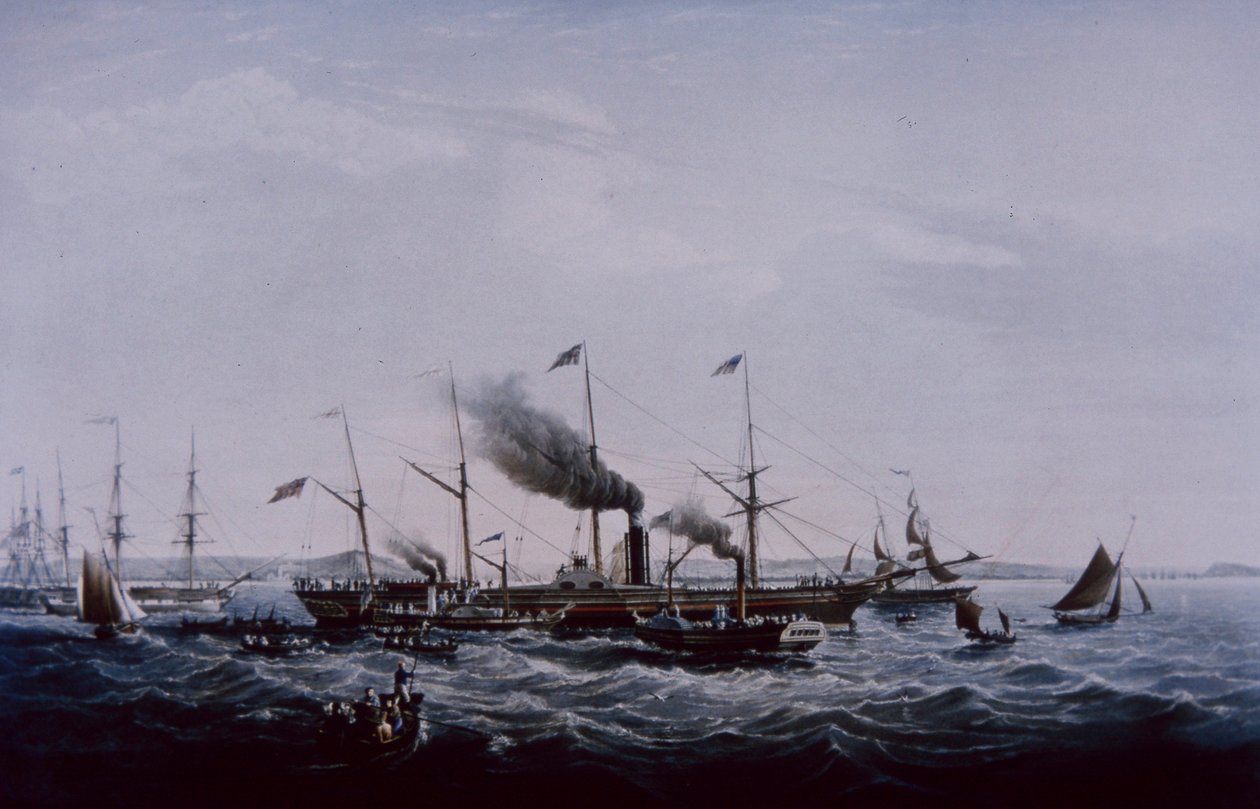 Brunel által tervezett Great Western gőzhajó, 1837-ben készült Bristolban (színes litó) alkotó: British School