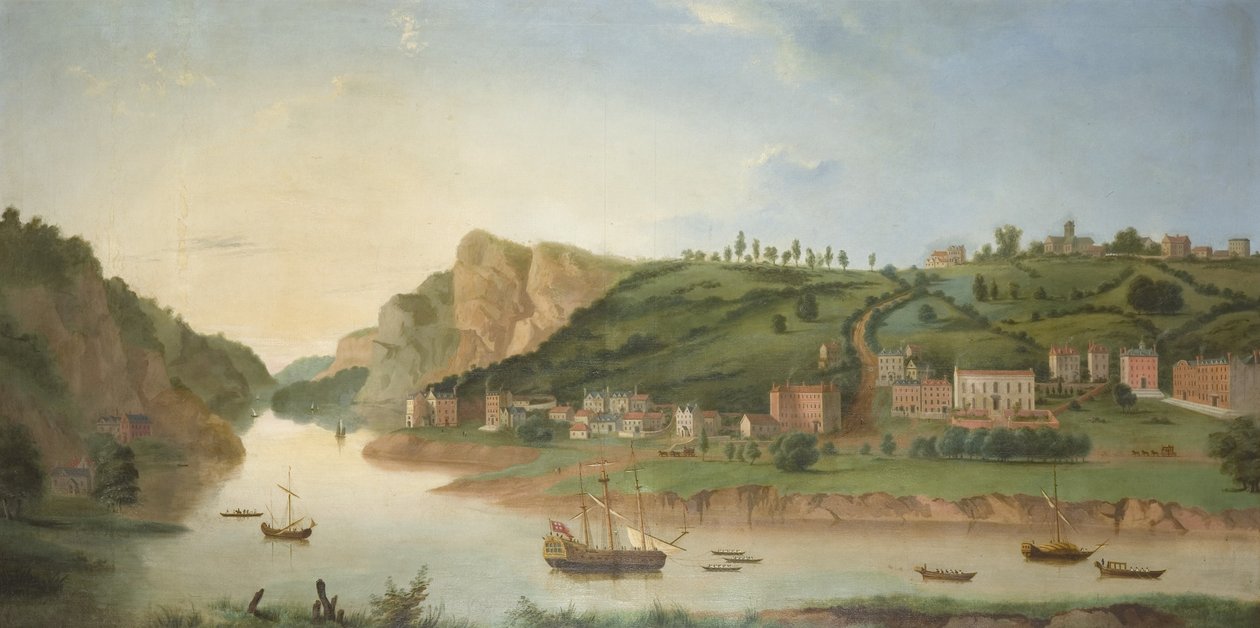 Hotwells, kilátással az Avon-szorosra, 1730 körül (olaj, vászon) alkotó: British School