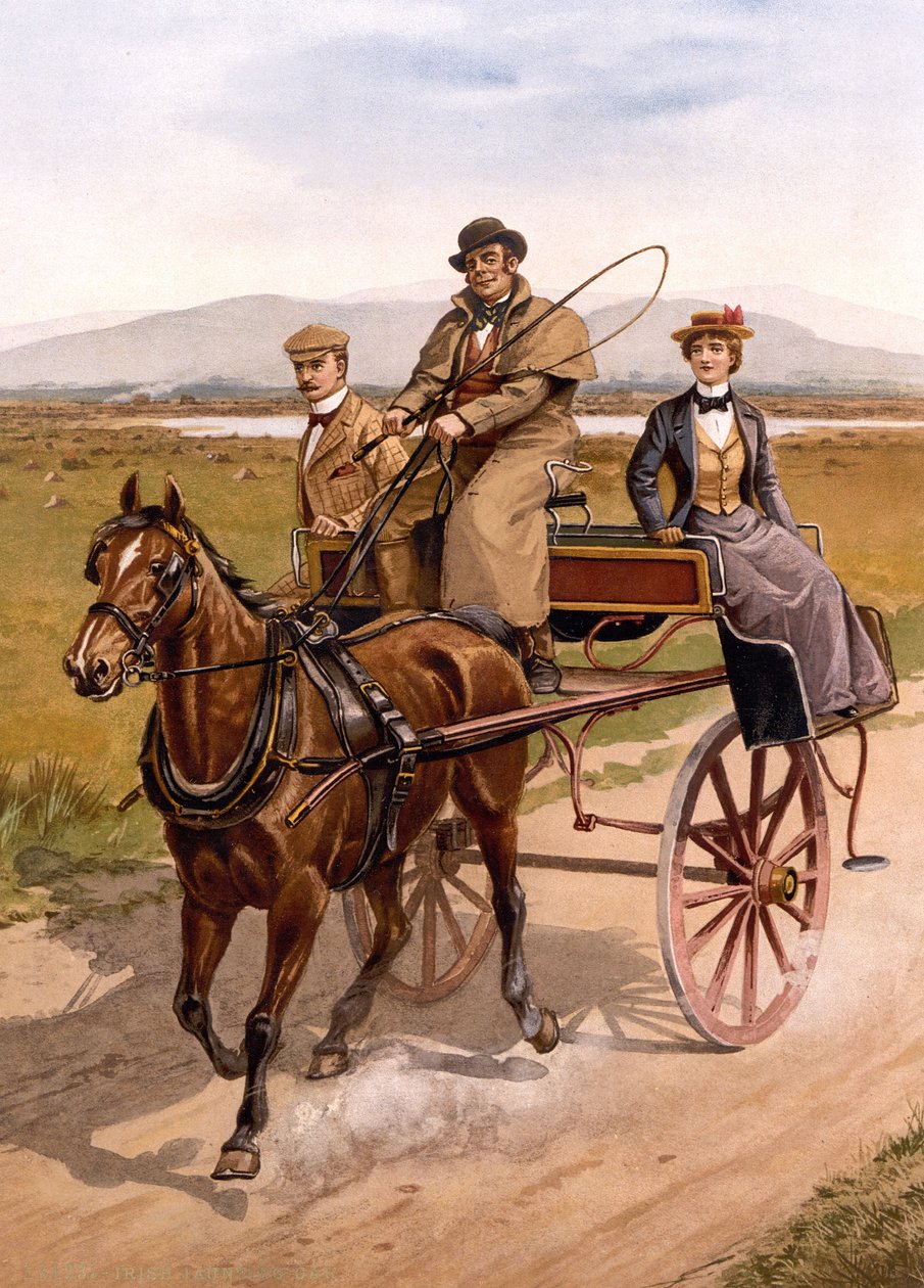 Irish Jaunting Car, 1895 körül (színes litho) alkotó: British School